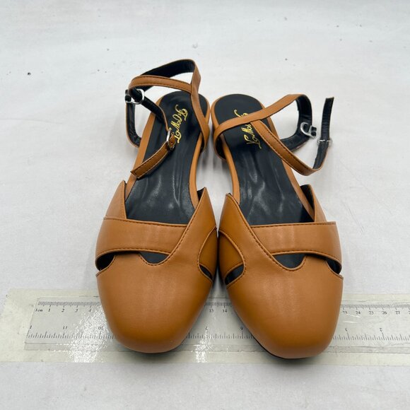 FOWT Brown Square Toe Ankle Strap Buckle Sandals Comfy Block Low Heels Shoes - Picture 3 of 8